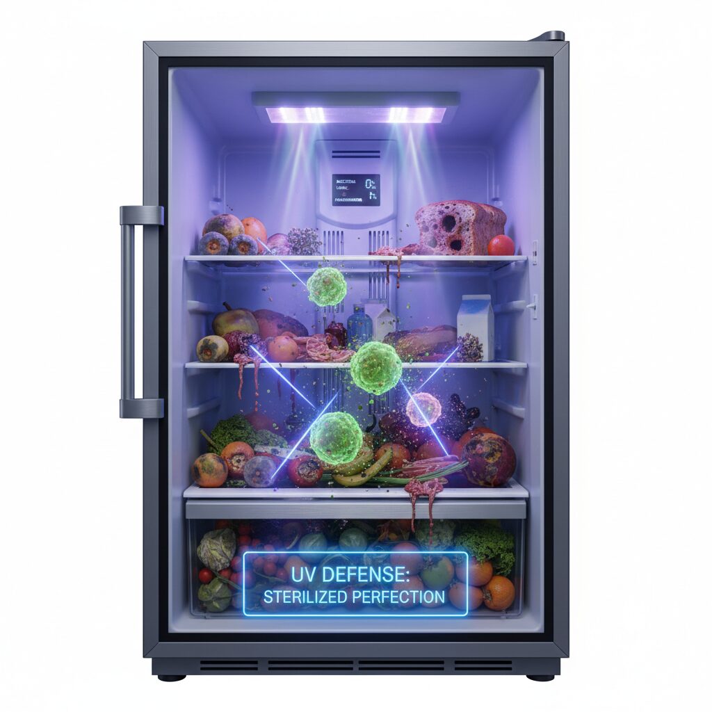 découvrez comment un frigo utilisant des rayons uv tente de conserver la fraîcheur des aliments, mais échoue à maintenir leur fraîcheur optimale.