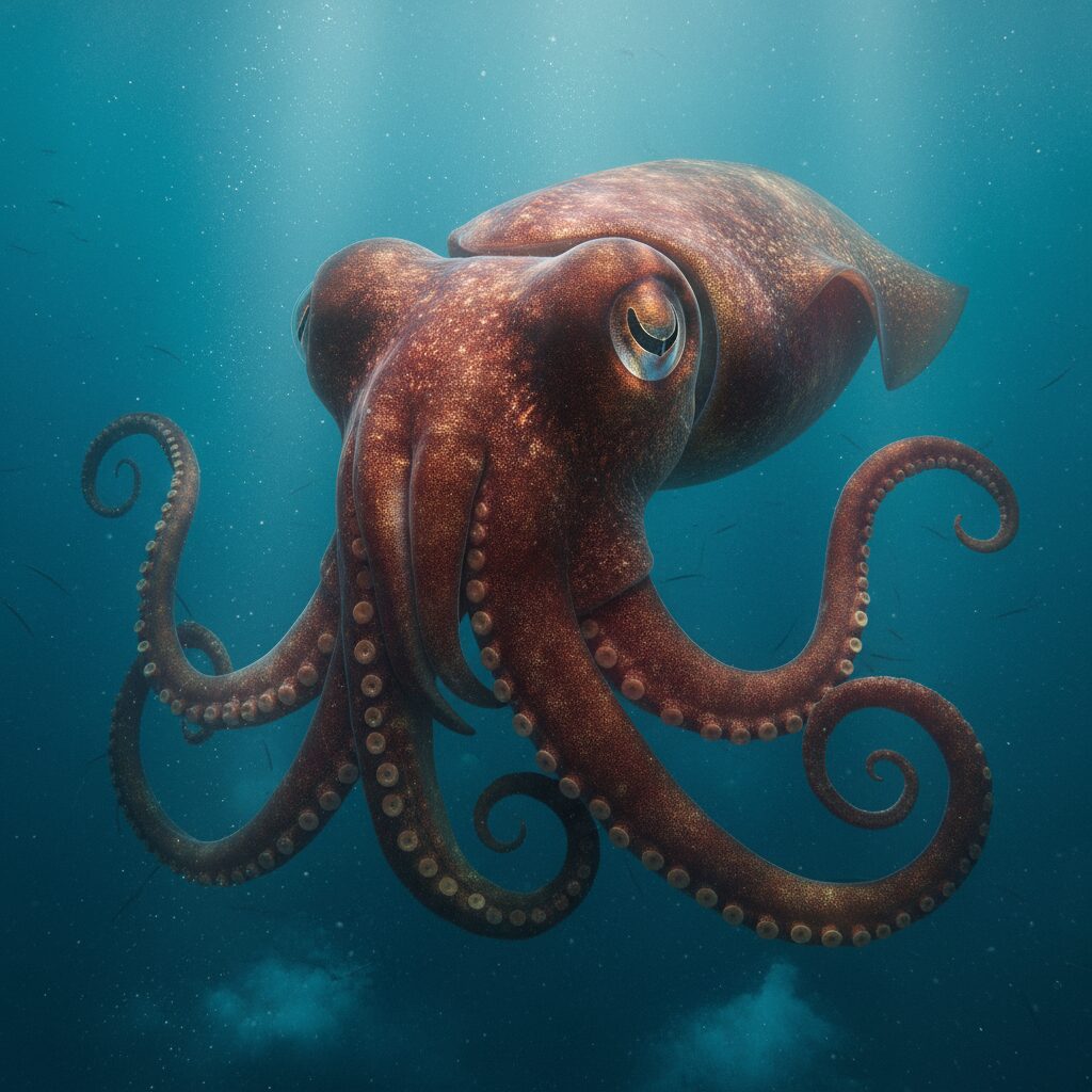 découvrez le calmar géant, fascinant créature marine qui détient les plus grands yeux du règne animal, adaptés à l'obscurité des profondeurs océaniques.