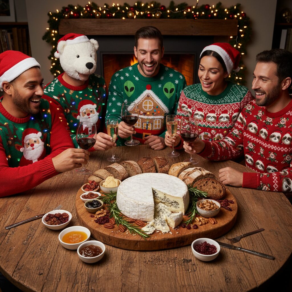 découvrez notre défi gourmand et festif avec du brie à la truffe exquis accompagné de pulls de noël insolites pour une ambiance chaleureuse et originale.