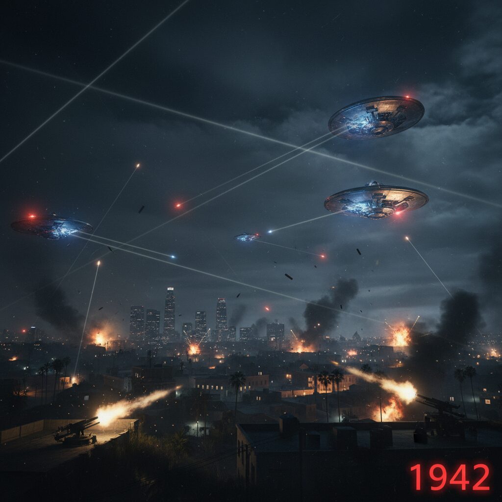 découvrez la bataille de los angeles en 1942, un événement marquant où les défenses anti-aériennes ont pris pour cible un objet mystérieux dans le ciel californien, mêlant suspense, histoire et mystère.