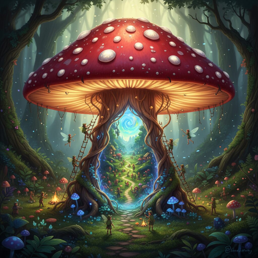 découvrez la minute insolite : un champignon magique qui vous emmène dans un univers fascinant peuplé de personnages miniatures. une expérience unique à ne pas manquer !