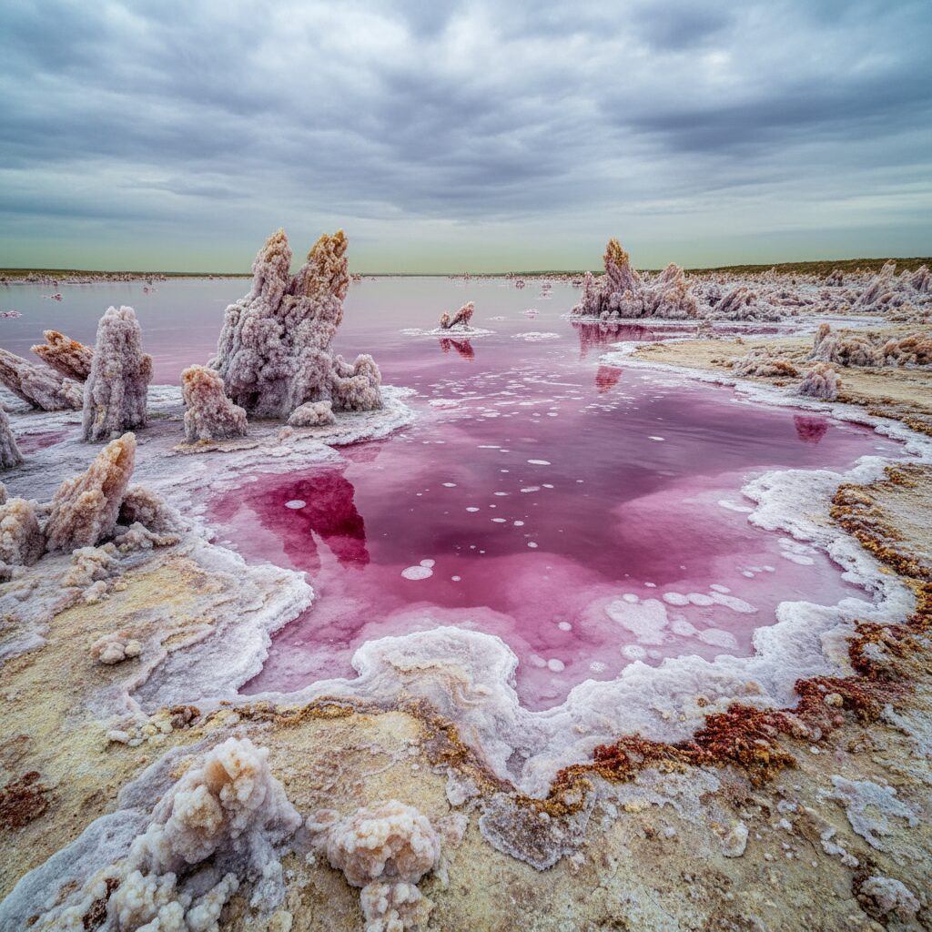 découvrez un lac rose unique où la toxicité naturelle crée des cristaux de soda impressionnants, un phénomène naturel fascinant à explorer.