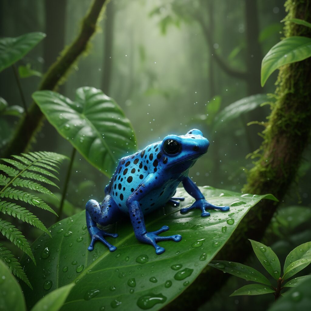 découvrez comment le dendrobate bleu utilise ses puissantes toxines comme mécanisme de défense pour se protéger dans son habitat naturel.