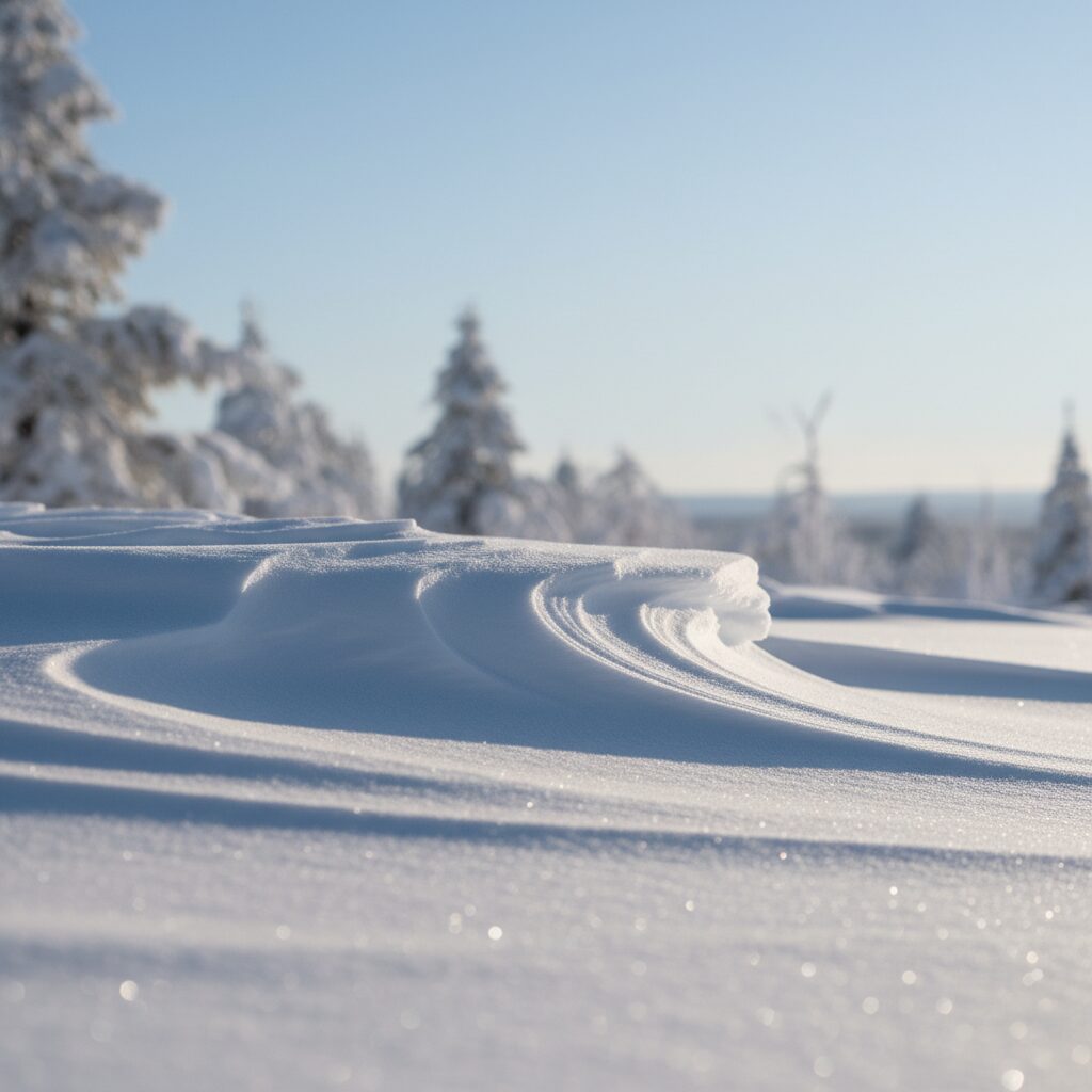 découvrez comment le vent façonne avec précision des motifs parfaits dans la neige fraîche, créant des œuvres naturelles éphémères et fascinantes.