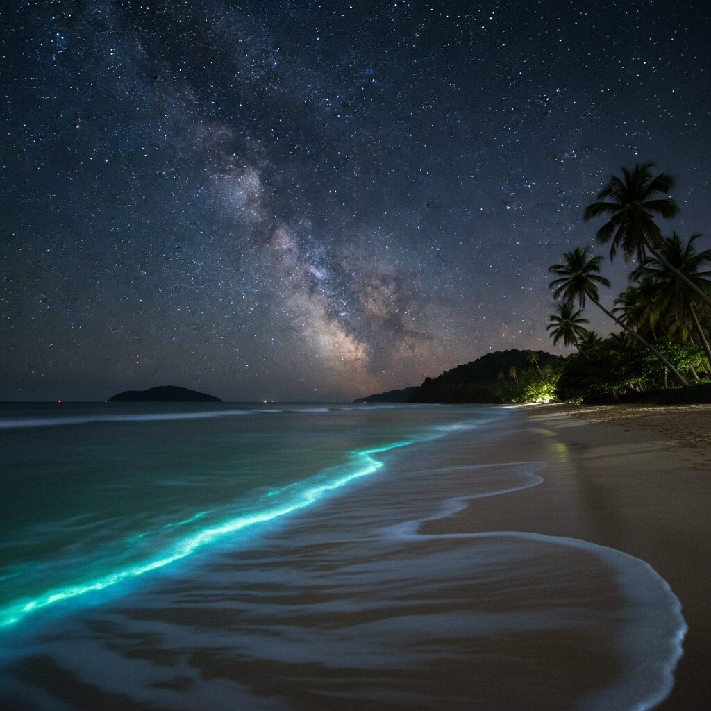 découvrez la magie des vagues bioluminescentes, un phénomène naturel spectaculaire qui illumine les plages la nuit, offrant un spectacle fascinant et inoubliable.
