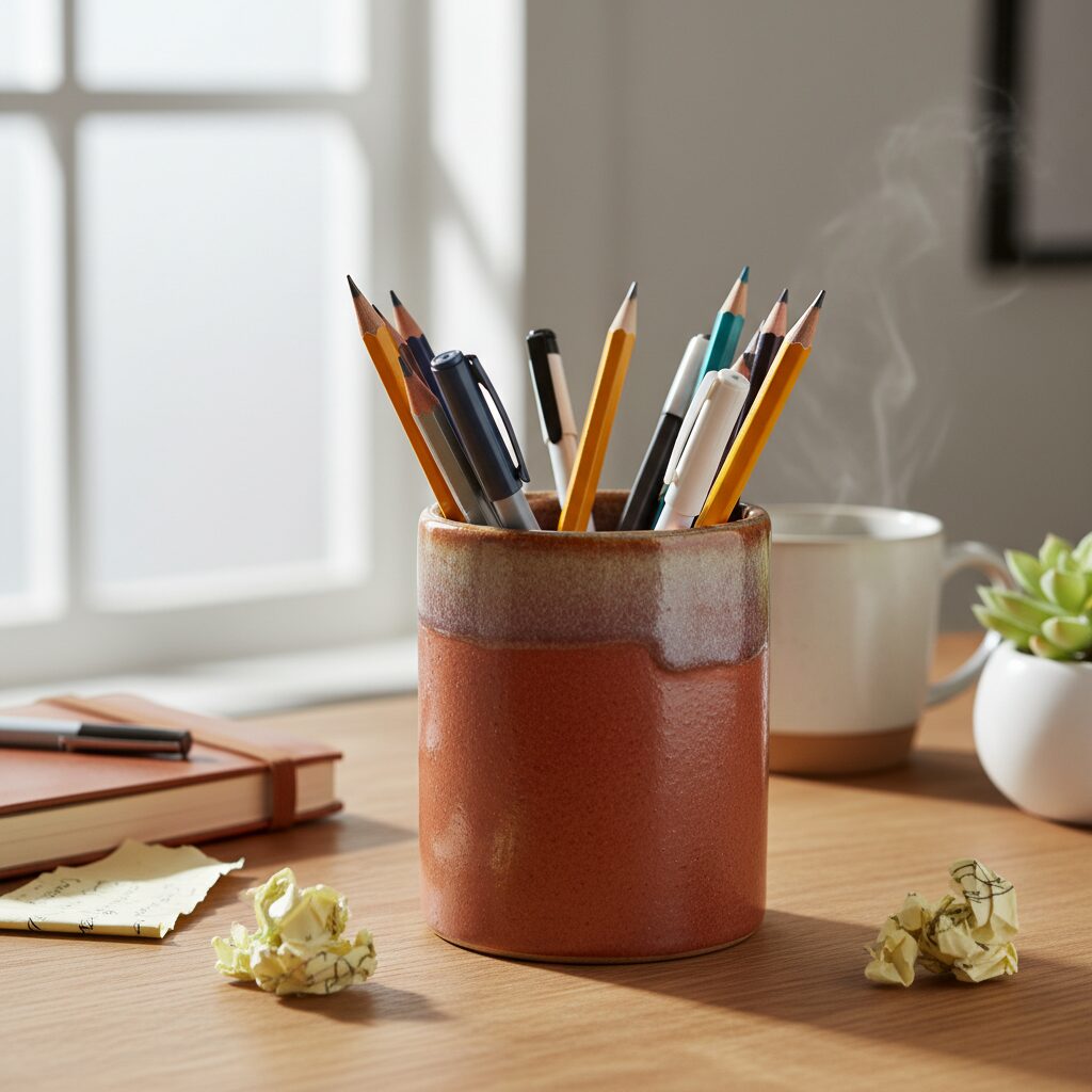 découvrez le pot à crayons, le gardien discret de vos idées du quotidien, alliant praticité et élégance pour organiser votre espace de travail avec style.