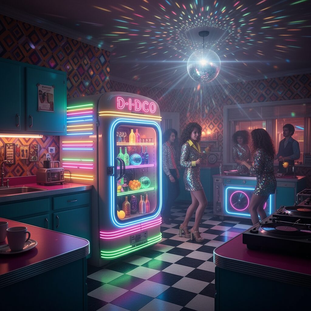 découvrez les frigos vintage qui clignotent comme une discothèque des années 80, alliant nostalgie et style rétro pour une cuisine unique et pleine de vie.