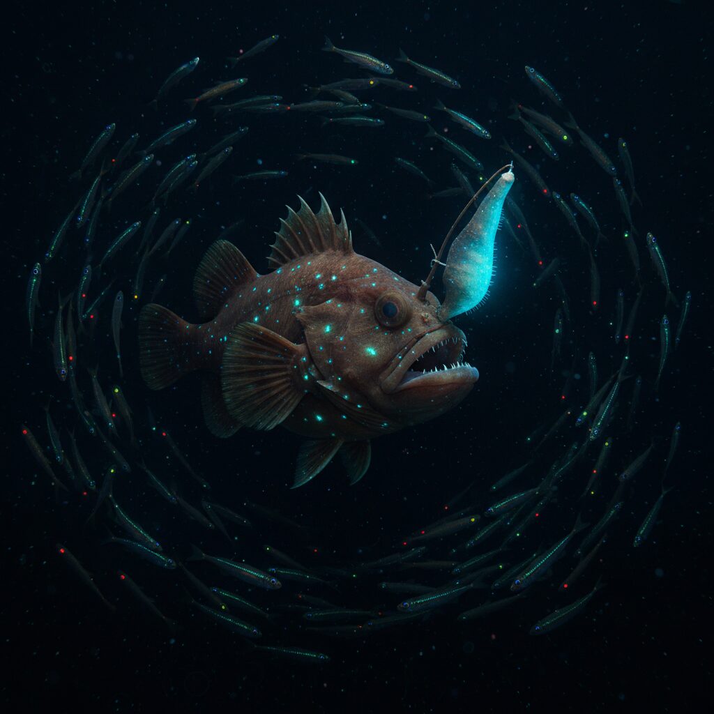 découvrez le poisson-lanterne, fascinant habitant des abysses qui s’illumine pour capturer ses proies dans les profondeurs obscures de l’océan.