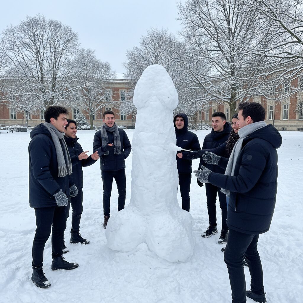 découvrez l'incroyable sculpture de neige en forme de phallus réalisée par des étudiants en sarthe, une création insolite qui a surpris la région.