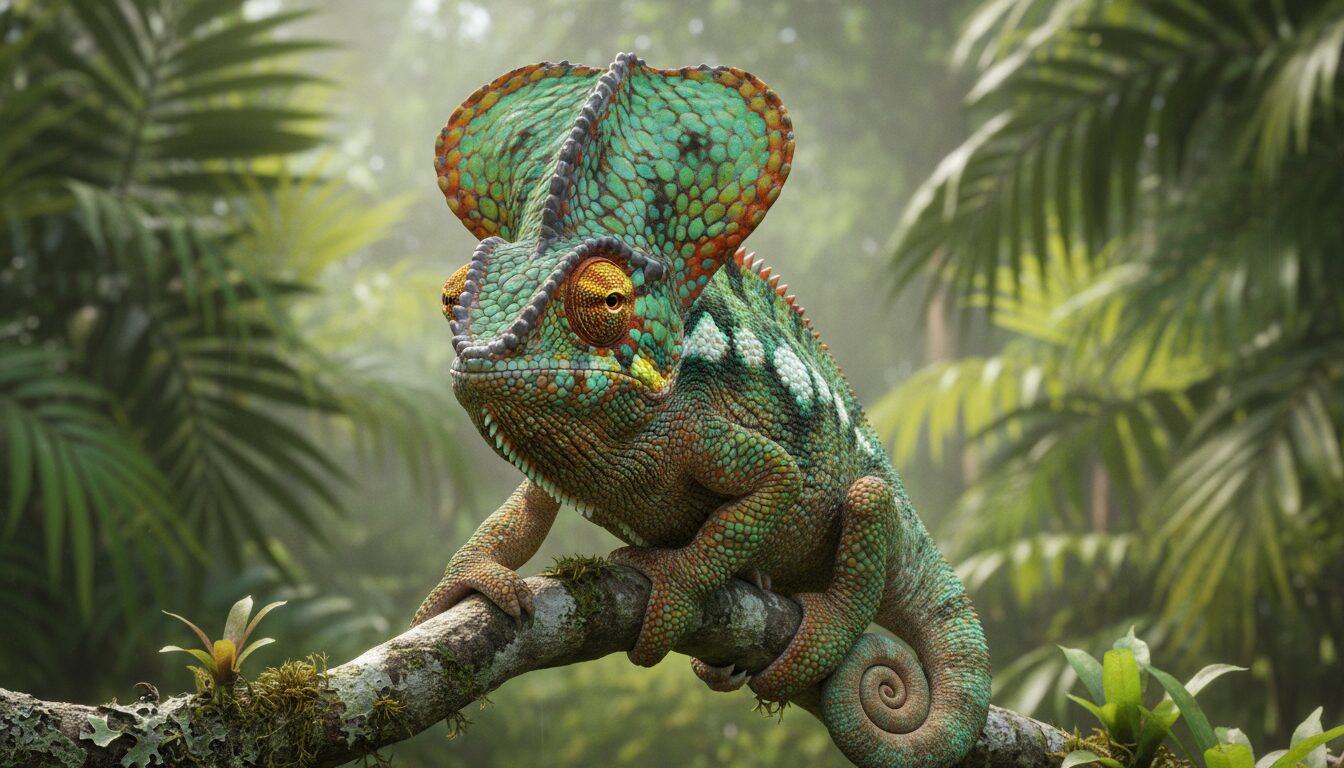 découvrez les raisons fascinantes derrière la crête impressionnante du caméléon à casque et comprenez son rôle unique dans la nature.