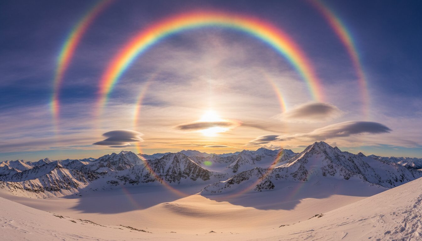 découvrez comment se forment les arcs lumineux inversés au-dessus des montagnes, un phénomène atmosphérique fascinant lié à la réflexion et la réfraction de la lumière.