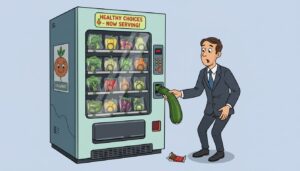 découvrez l'incroyable histoire d'un distributeur automatique qui a confondu chocolat et courgette, provoquant une surprise gourmande inattendue.