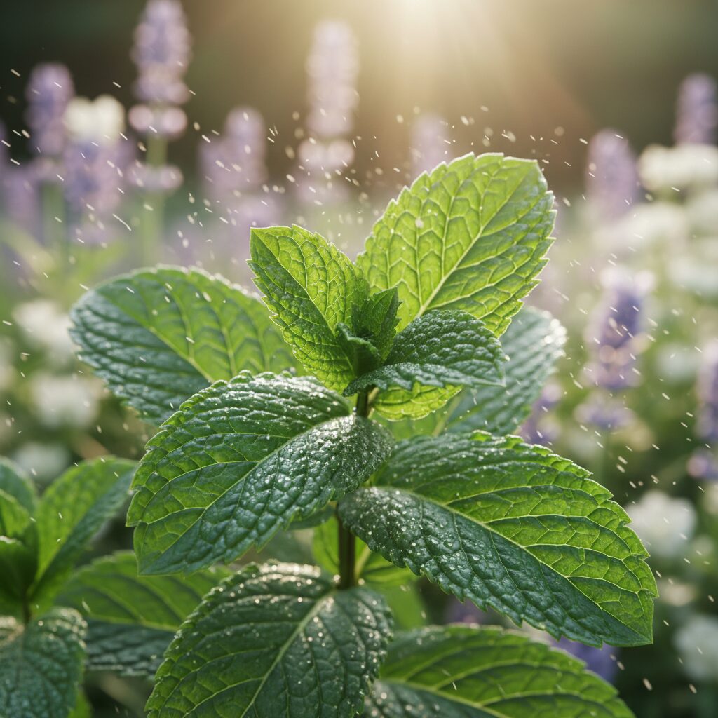 découvrez comment un simple souffle de vent peut libérer et amplifier l'intense parfum rafraîchissant de la menthe, stimulant vos sens naturellement.