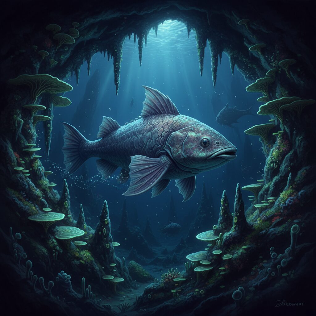 découvrez l'habitat fascinant du cœlacanthe, ce poisson fossile vivant depuis 400 millions d'années, et plongez au cœur de son univers marin unique.