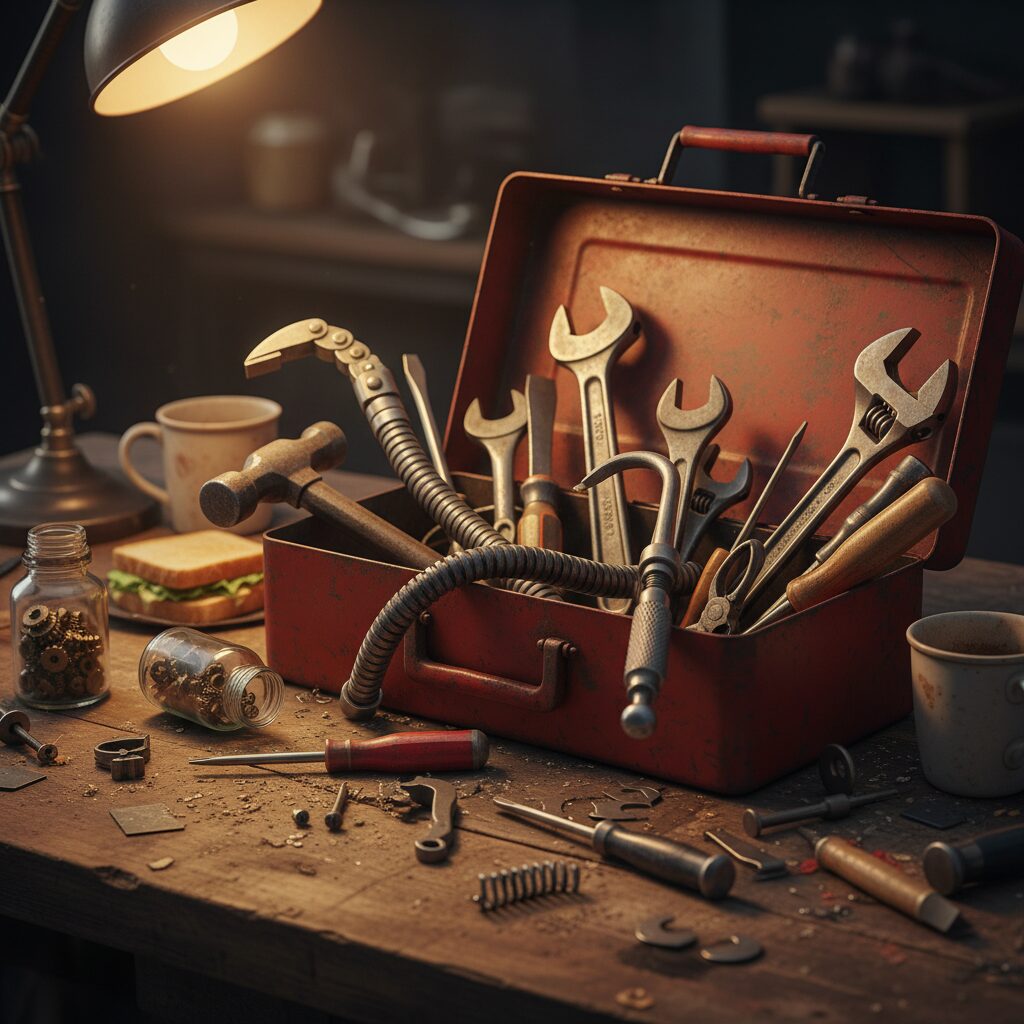 découvrez les secrets cachés de la boîte à outils avec une touche d'humour et d'astuces pratiques pour tous les bricoleurs.