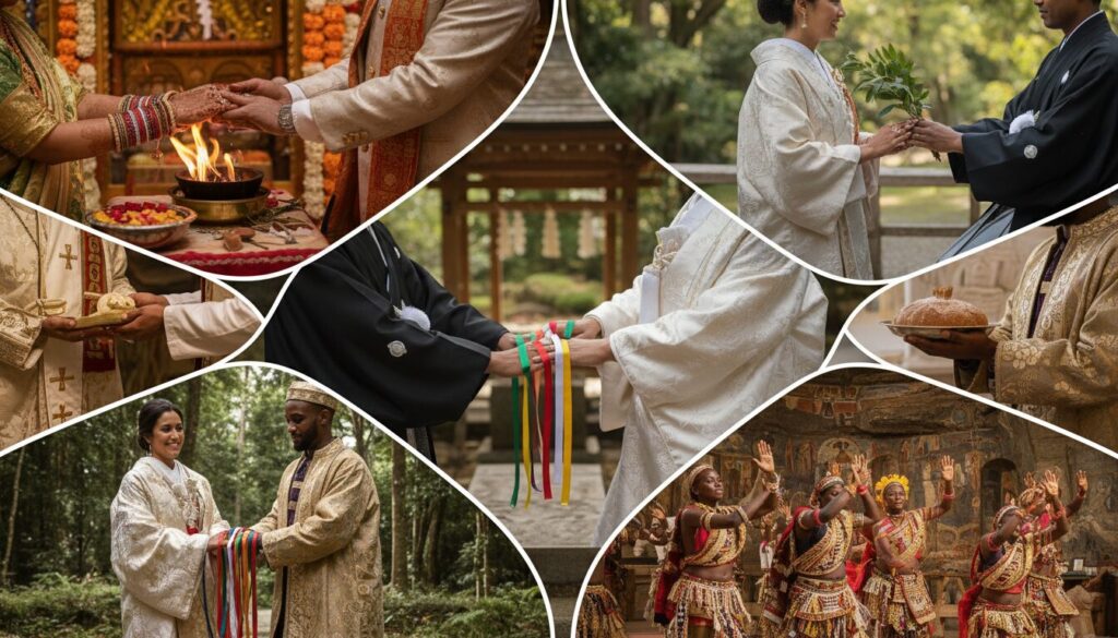 découvrez les mystères et significations des gestes rituels uniques pratiqués lors des mariages à travers le monde entier.