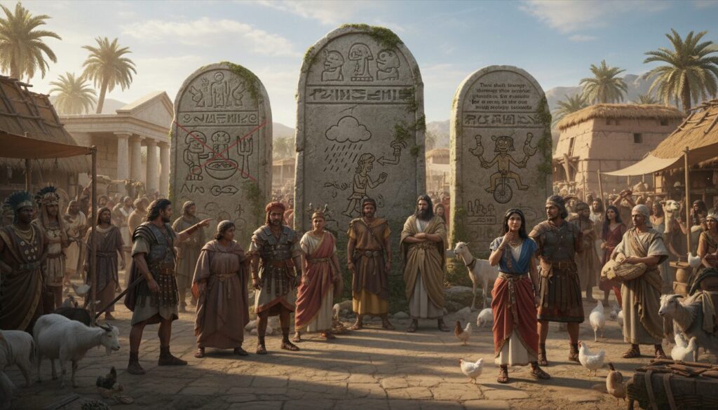 découvrez l’histoire drôle et surprenante des commandements étranges qui régissaient les sociétés anciennes, mêlant curiosité et humour.