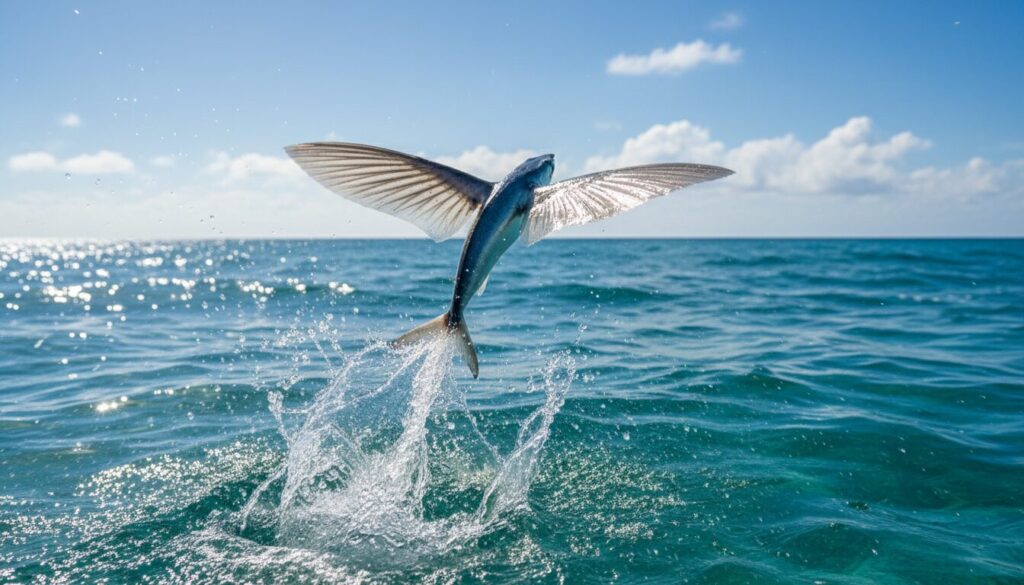 découvrez comment le poisson virevoltant utilise ses nageoires comme des ailes pour s'élancer hors de l'eau et réaliser des sauts impressionnants.
