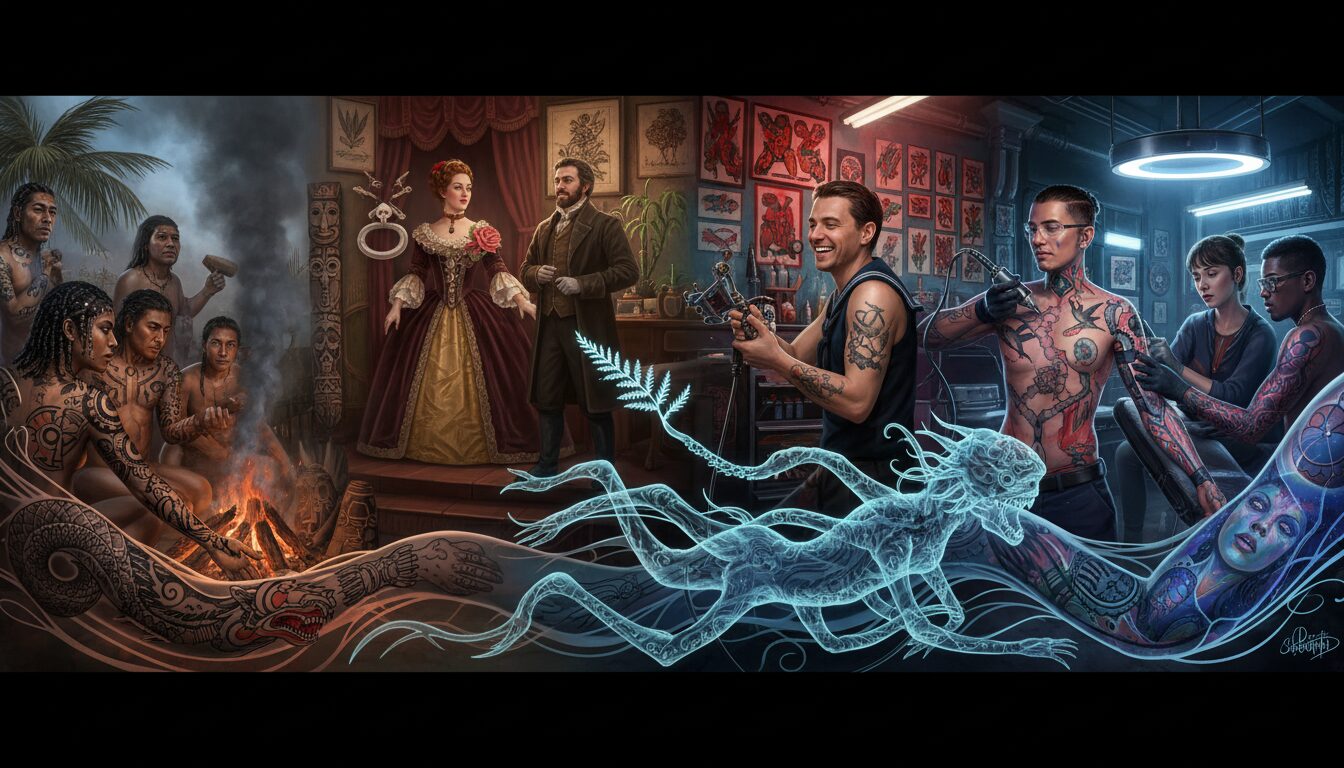 découvrez comment l'art du tatouage a évolué à travers les âges, en explorant ses traditions uniques et ses bizarreries fascinantes.