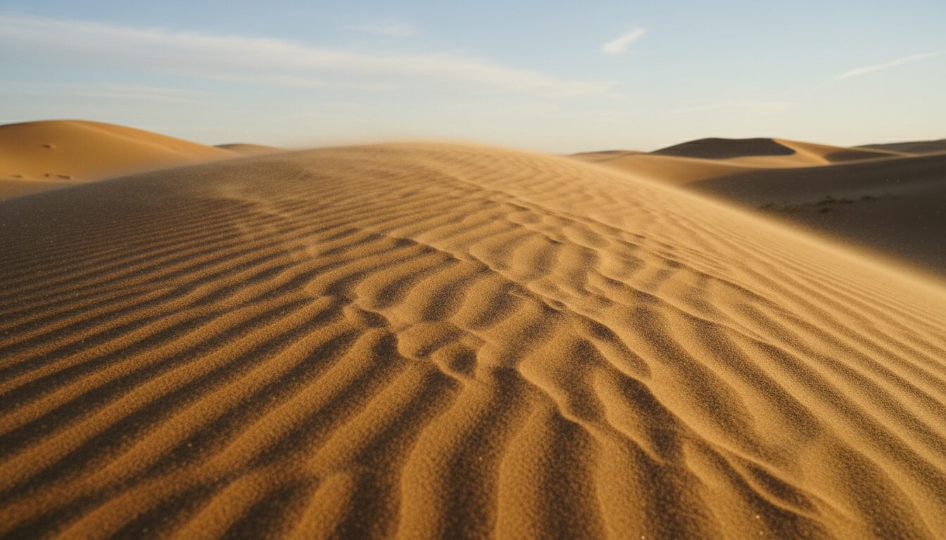 découvrez comment les grains de sable, poussés par le vent, façonnent lentement les dunes en créant des formes changeantes et dynamiques dans le paysage désertique.