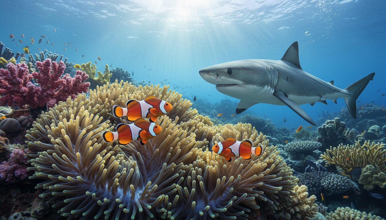 découvrez comment les poissons-clowns utilisent des stratégies uniques de camouflage et de symbiose pour échapper aux prédateurs tels que les requins.