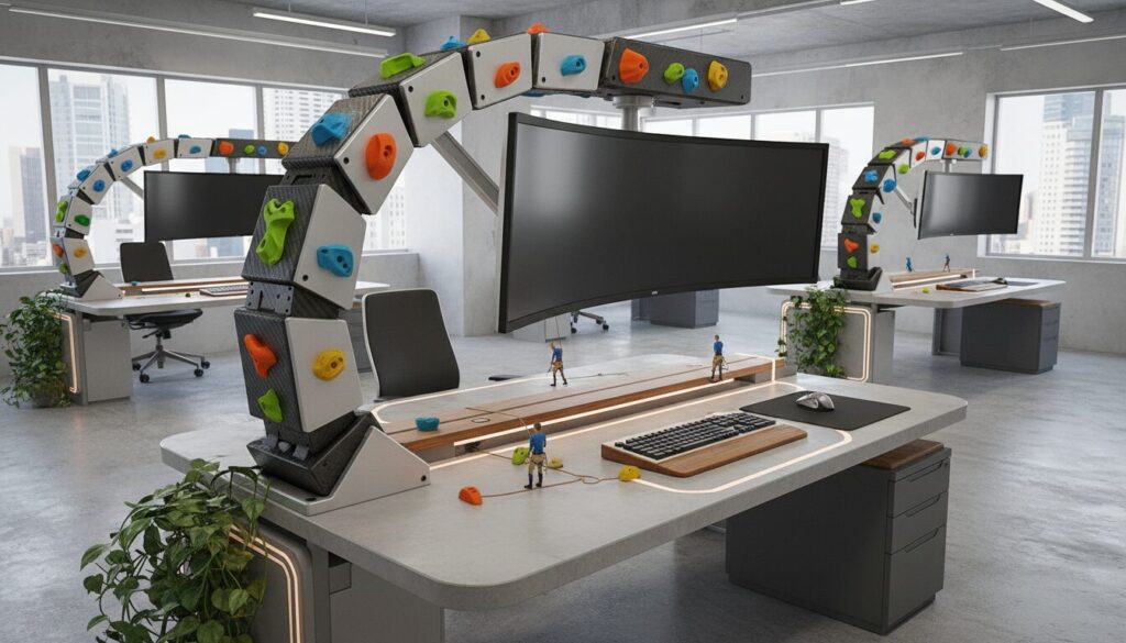 découvrez des supports écran innovants qui transforment votre bureau en un véritable terrain d’escalade, alliant fonctionnalité et dynamisme pour un espace de travail original et motivant.