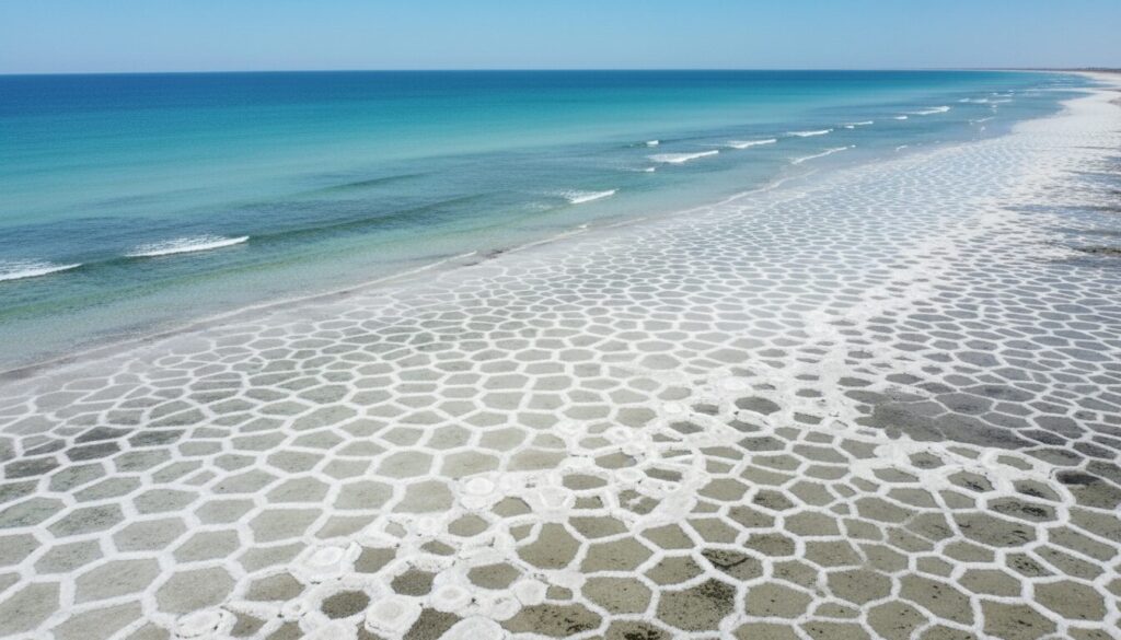 découvrez pourquoi certaines plages cristallisent le sel en motifs étonnamment réguliers, un phénomène naturel fascinant lié aux conditions environnementales et chimiques uniques.