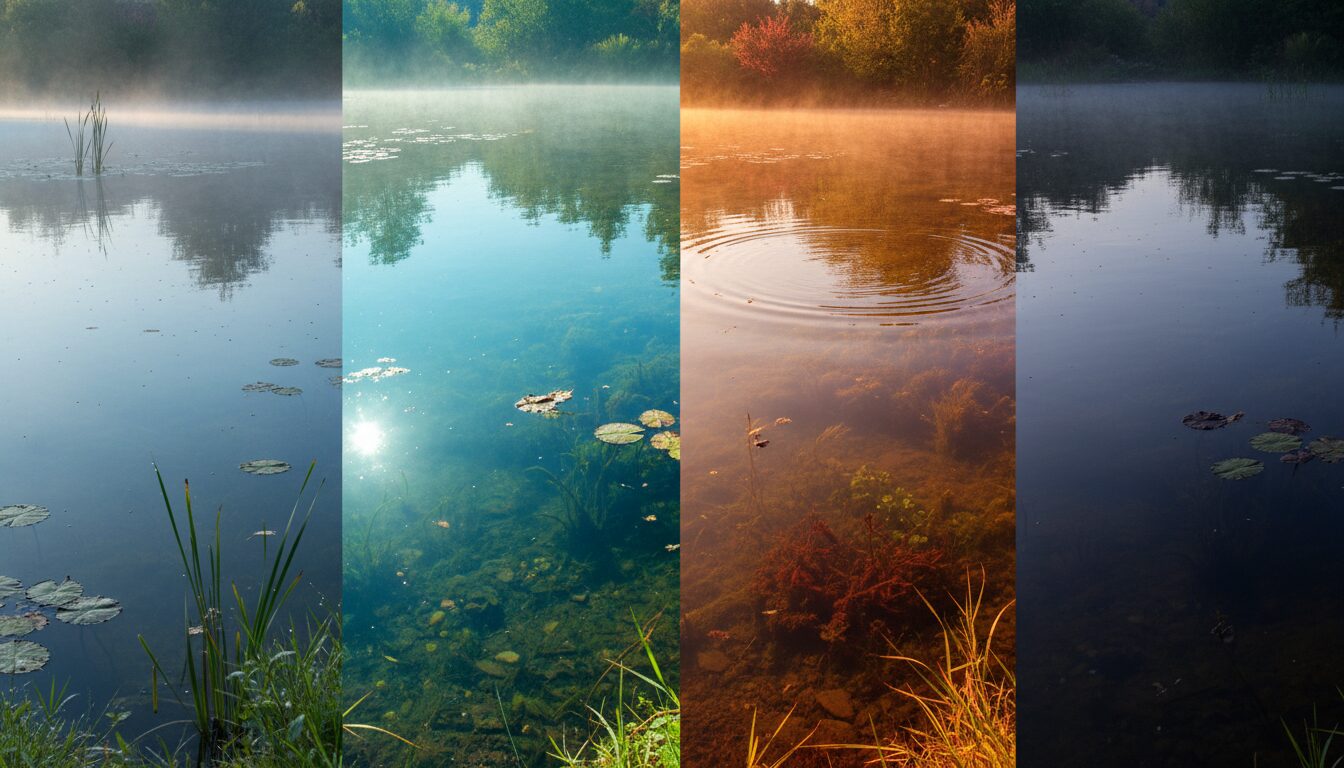 découvrez les raisons scientifiques et naturelles expliquant pourquoi la couleur des eaux stagnantes change tout au long de la journée.