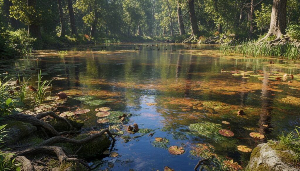 découvrez pourquoi la couleur des eaux stagnantes change tout au long de la journée, en explorant les facteurs naturels et chimiques responsables de ces variations.