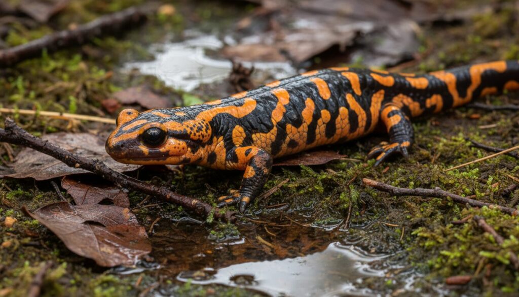découvrez la salamandre tigre, un amphibien fascinant doté d'un camouflage spectaculaire qui lui permet de se fondre parfaitement dans son environnement naturel.