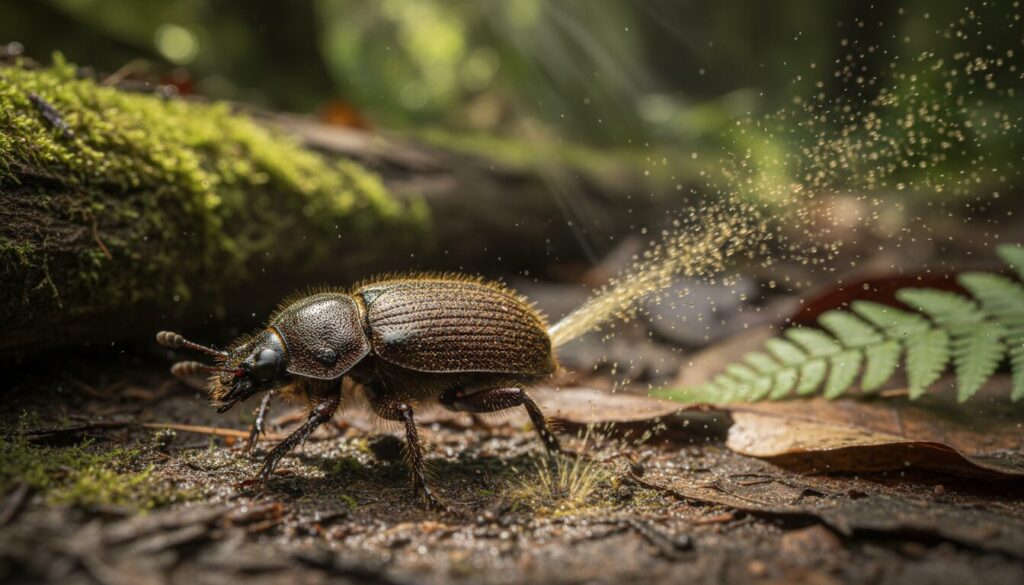 découvrez le coléoptère bombardier, un insecte fascinant capable de projeter une substance chimique brûlante pour se défendre efficacement.