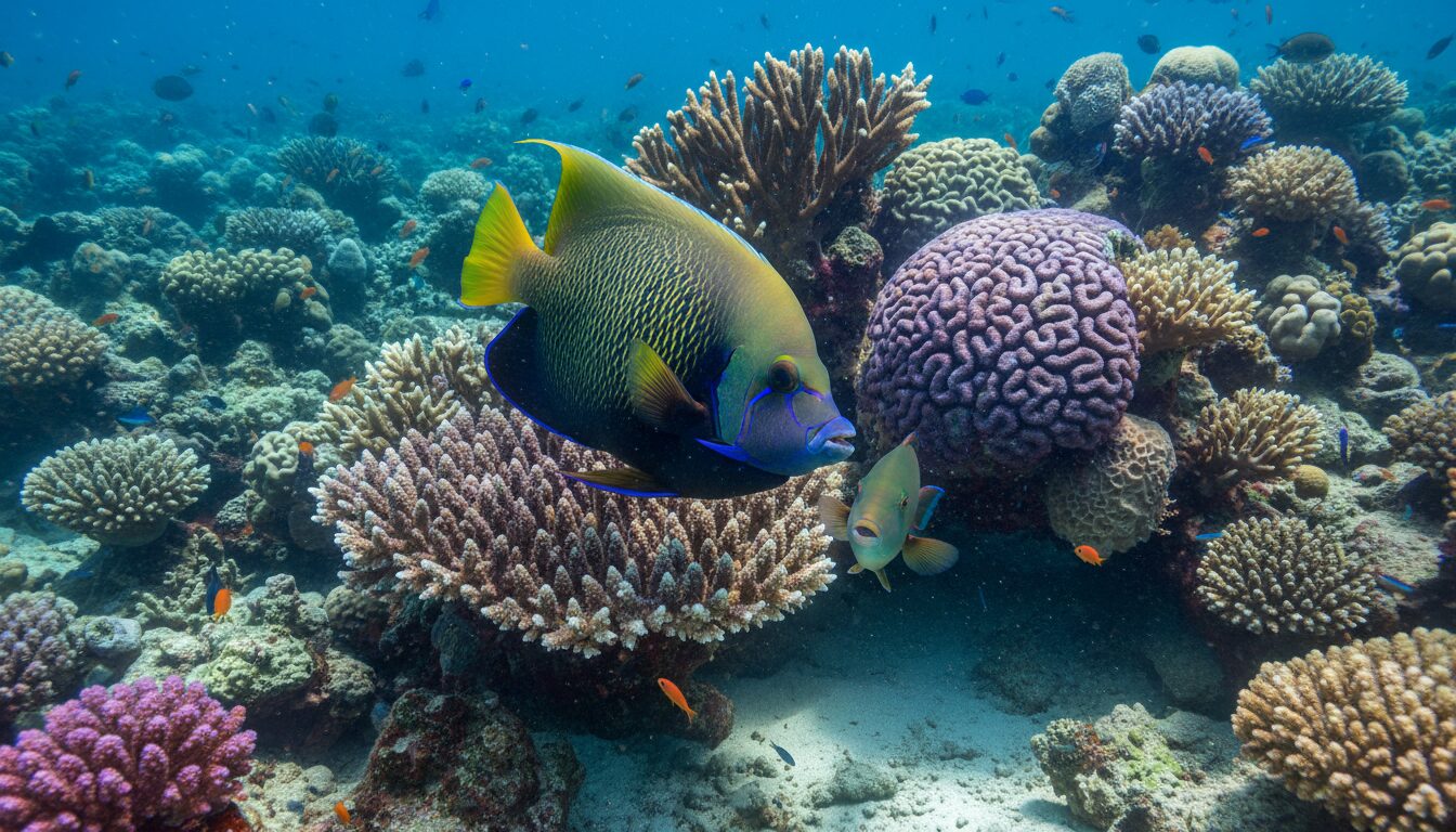 découvrez comment le poisson-ange empereur défend vigoureusement son territoire avec une agressivité surprenante.