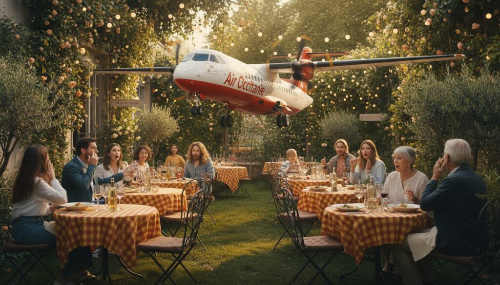 découvrez l'incroyable moment à toulouse où un avion atr se prépare à atterrir directement dans le jardin d'un restaurant, une expérience unique à ne pas manquer.