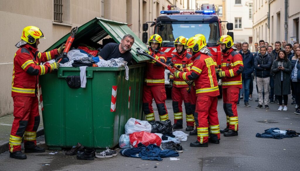 en gironde, les pompiers réalisent un sauvetage inattendu en libérant un homme prisonnier d'une benne à vêtements. découvrez les détails de cette intervention spectaculaire.