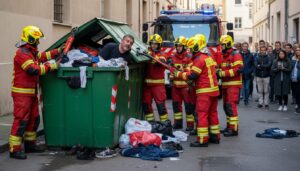 en gironde, les pompiers réalisent un sauvetage inattendu en libérant un homme prisonnier d'une benne à vêtements. découvrez les détails de cette intervention spectaculaire.