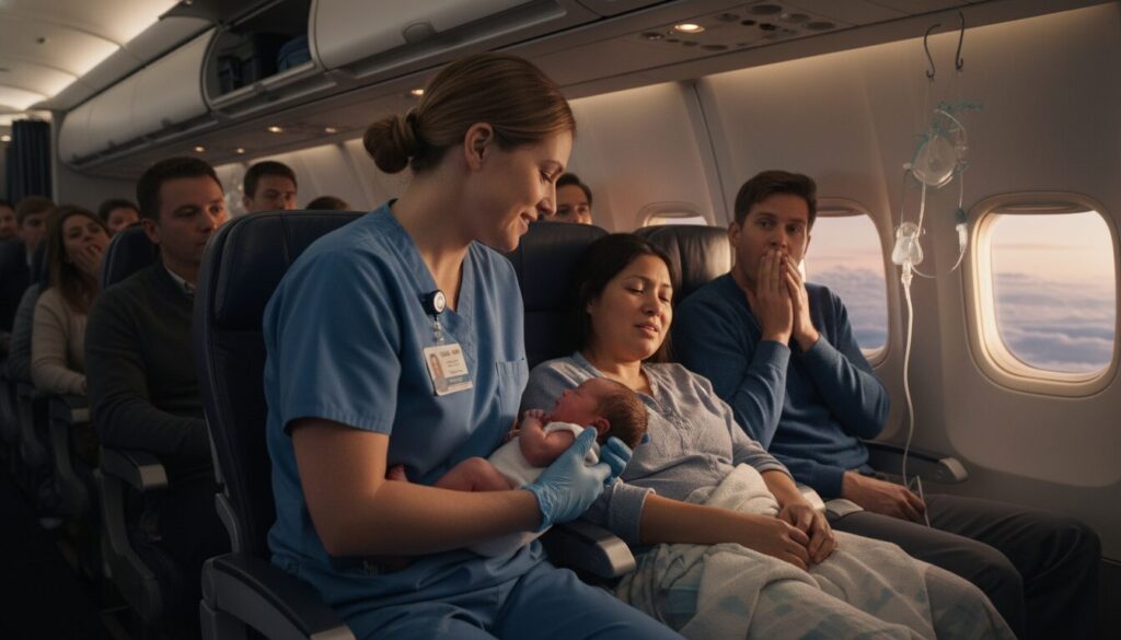 découvrez l'incroyable histoire d'une infirmière qui a aidé une passagère à donner naissance en plein vol, un moment rempli d'émotions et de bravoure.