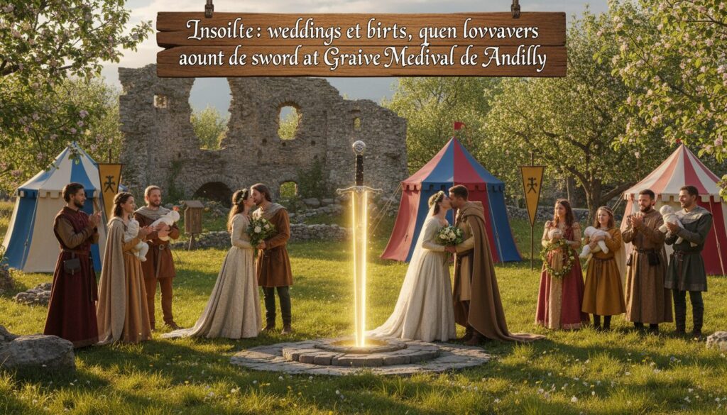 découvrez les moments insolites des grandes médiévales d'andilly, où mariages et naissances s'entrelacent autour d'une épée, célébrant l'amour et la tradition médiévale.