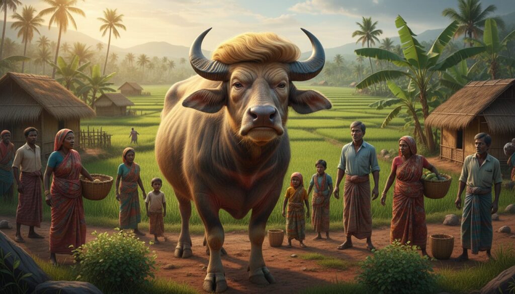 découvrez l'histoire étonnante d'un buffle au bangladesh dont le look rappelle étrangement donald trump, faisant sensation pour son apparence unique et insolite.