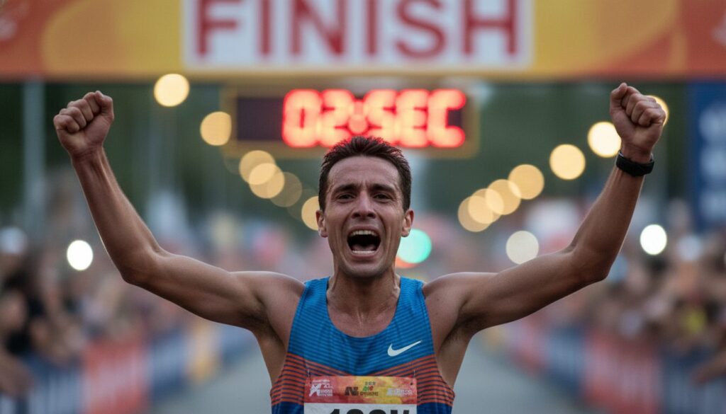 un marathonien célèbre sa victoire prématurément et perd la course de justesse, la victoire lui échappant à seulement deux secondes.