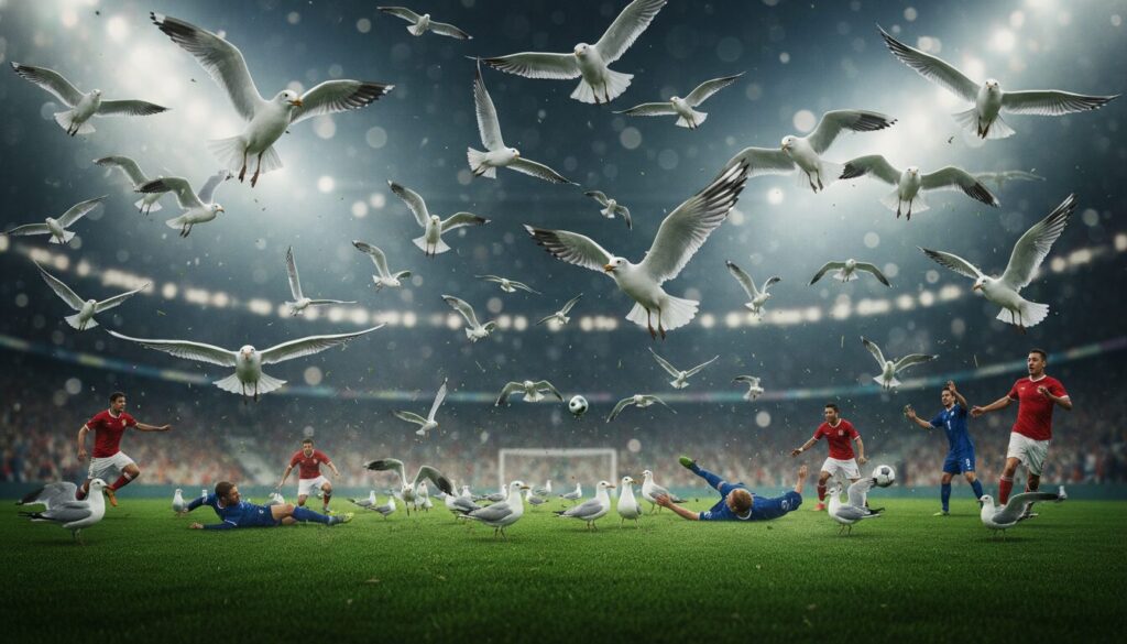découvrez comment une invasion inattendue de mouettes a semé le chaos lors d'un match de football, transformant la pelouse en scène d'un spectacle insolite et mémorable.