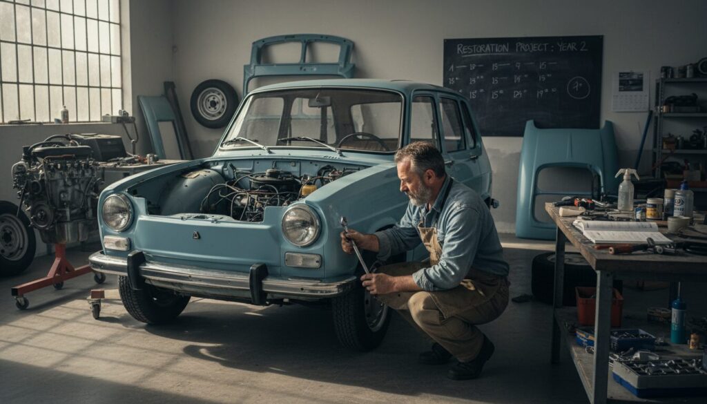 suivez l'aventure unique et audacieuse d'un passionné landais qui consacre une année entière à la restauration complète d'une renault 6 tl, redonnant vie à ce classique automobile.