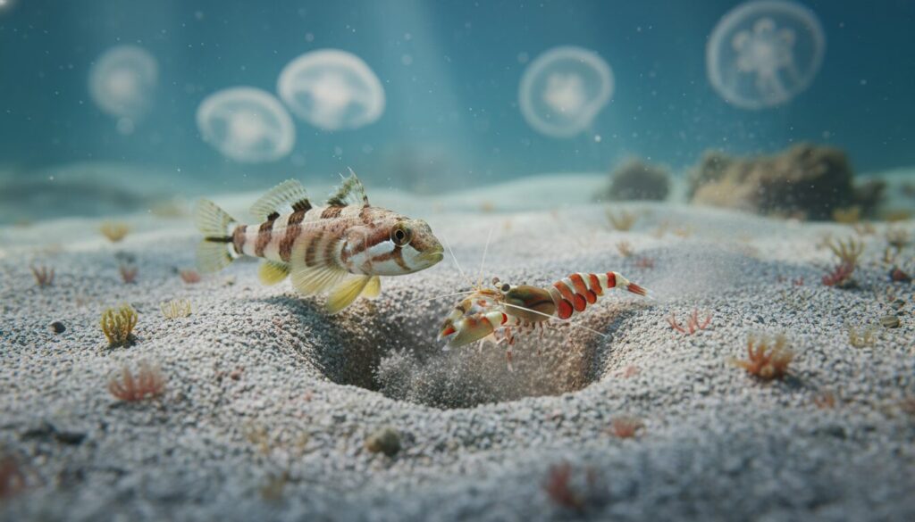 découvrez comment le poisson gobie forme une relation symbiotique unique avec une crevette pour survivre et prospérer dans son environnement.