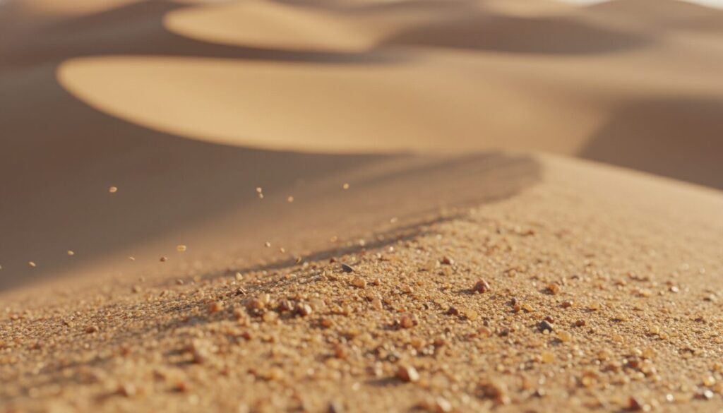 découvrez comment les grains de sable, poussés par le vent, sculptent lentement les dunes en formant des formes changeantes et fascinantes dans le désert.