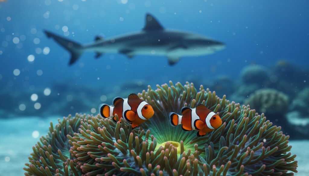 découvrez comment les poissons-clowns utilisent des stratégies uniques et leur relation symbiotique avec les anémones de mer pour échapper aux prédateurs comme les requins.