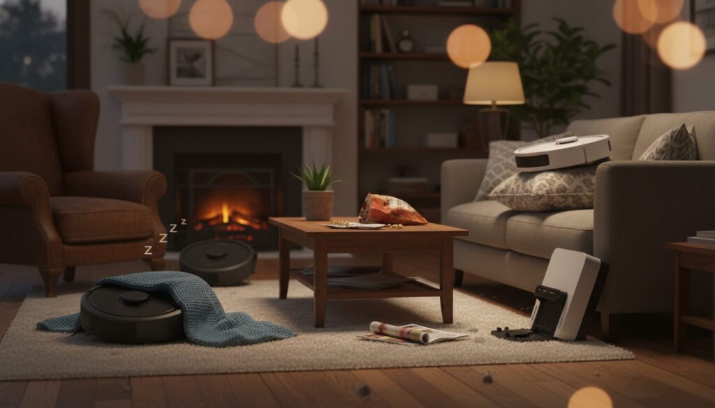 découvrez les robots aspirateurs qui semblent préférer dormir plutôt que nettoyer votre maison, une touche d'humour pour vos tâches ménagères.