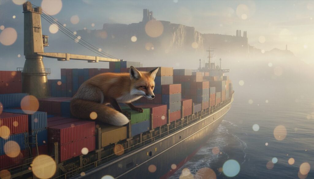 découvrez l'histoire insolite d'un renard clandestin qui traverse l'atlantique à bord d'un cargo et débarque en angleterre, une aventure surprenante et inattendue.