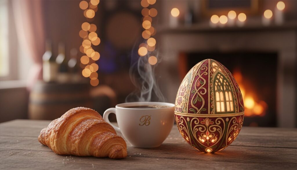 découvrez comment le burgundy célèbre pâques avec un œuf surprenant qui met en valeur l'accord parfait entre café et croissant, une expérience gourmande à ne pas manquer !