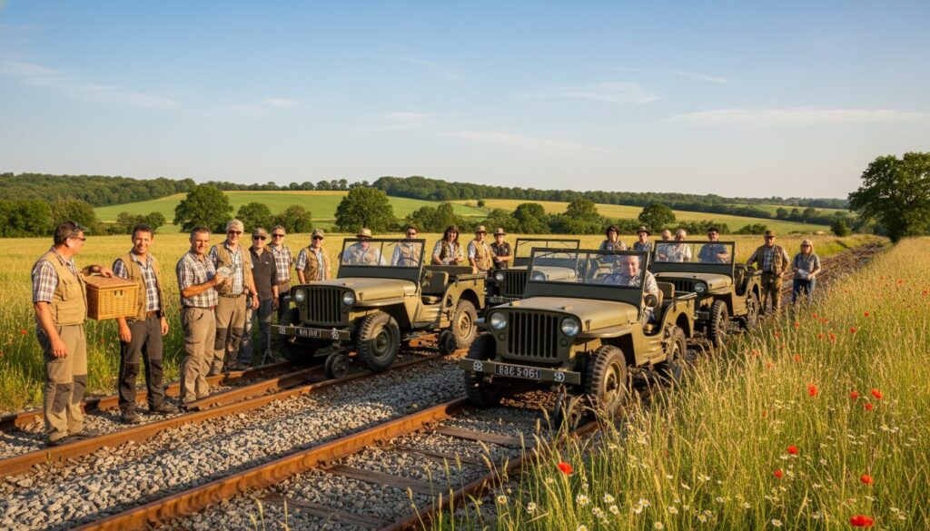 des passionnés enthousiastes prévoient de faire circuler d'anciennes jeeps le long des voies ferrées du gers, mêlant histoire et aventure sur rail.