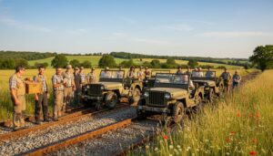 des passionnés enthousiastes prévoient de faire circuler d'anciennes jeeps le long des voies ferrées du gers, mêlant histoire et aventure sur rail.
