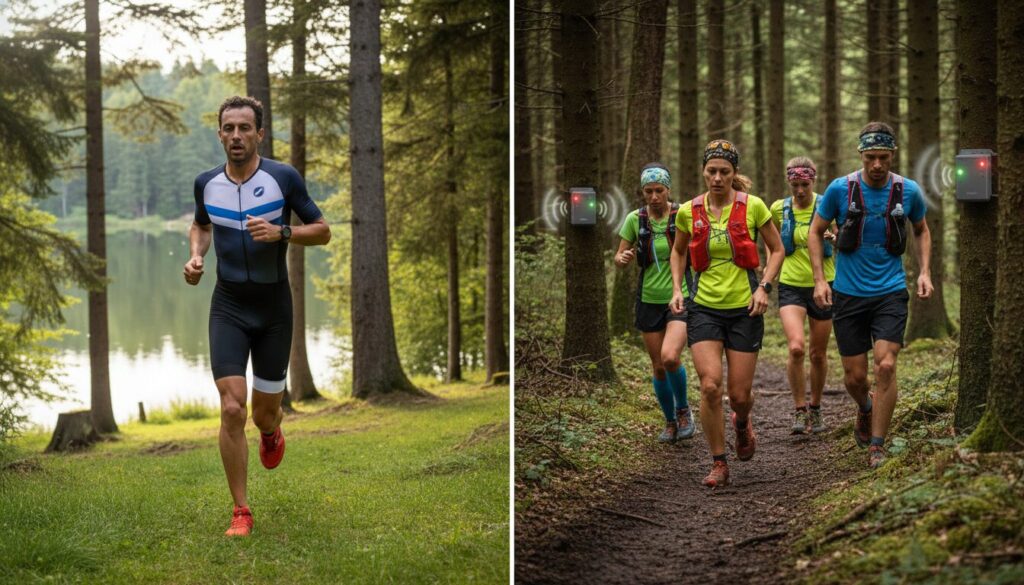 découvrez les moments forts du tout premier triathlon d'arturo brachetti et les contrôles radars en plein trail à travers des photos exclusives.